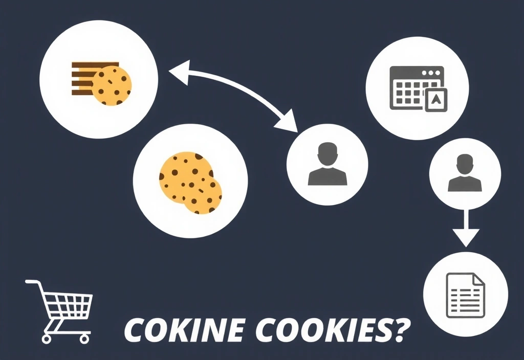 Diagramă vizuală care arată cum cookie-urile ajută la funcționalitatea site-ului, cum ar fi coșul de cumpărături și preferințele utilizatorului.